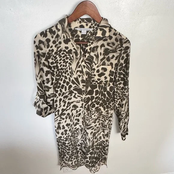 Diane Von Furstenberg Prita silk shirt dress leopard animal print. 100% Silk - Picture 3 of 15